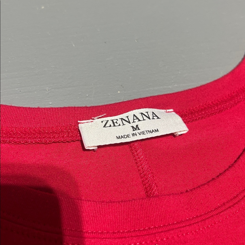 Zenana Red Short Sleeve Shirt (Women’s Medium) - Picture 6 of 9
